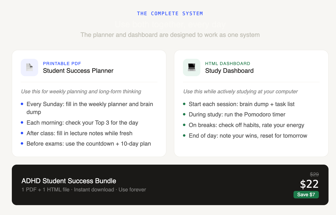 Student Success Bundle | Printable Planner PDF + Interactive Study Dashboard